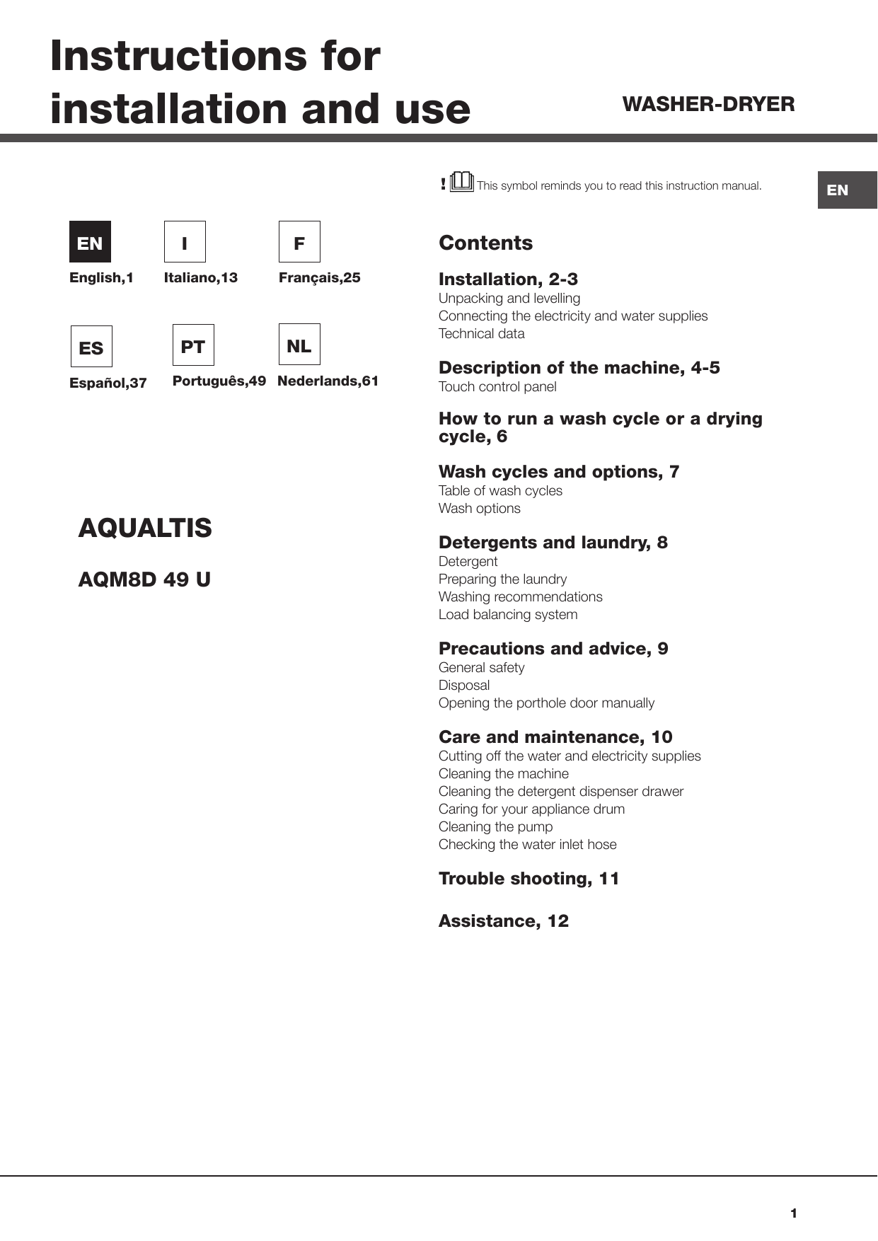 Whirlpool AQM8D 49 U (EU)/A.N User guide | Manualzz