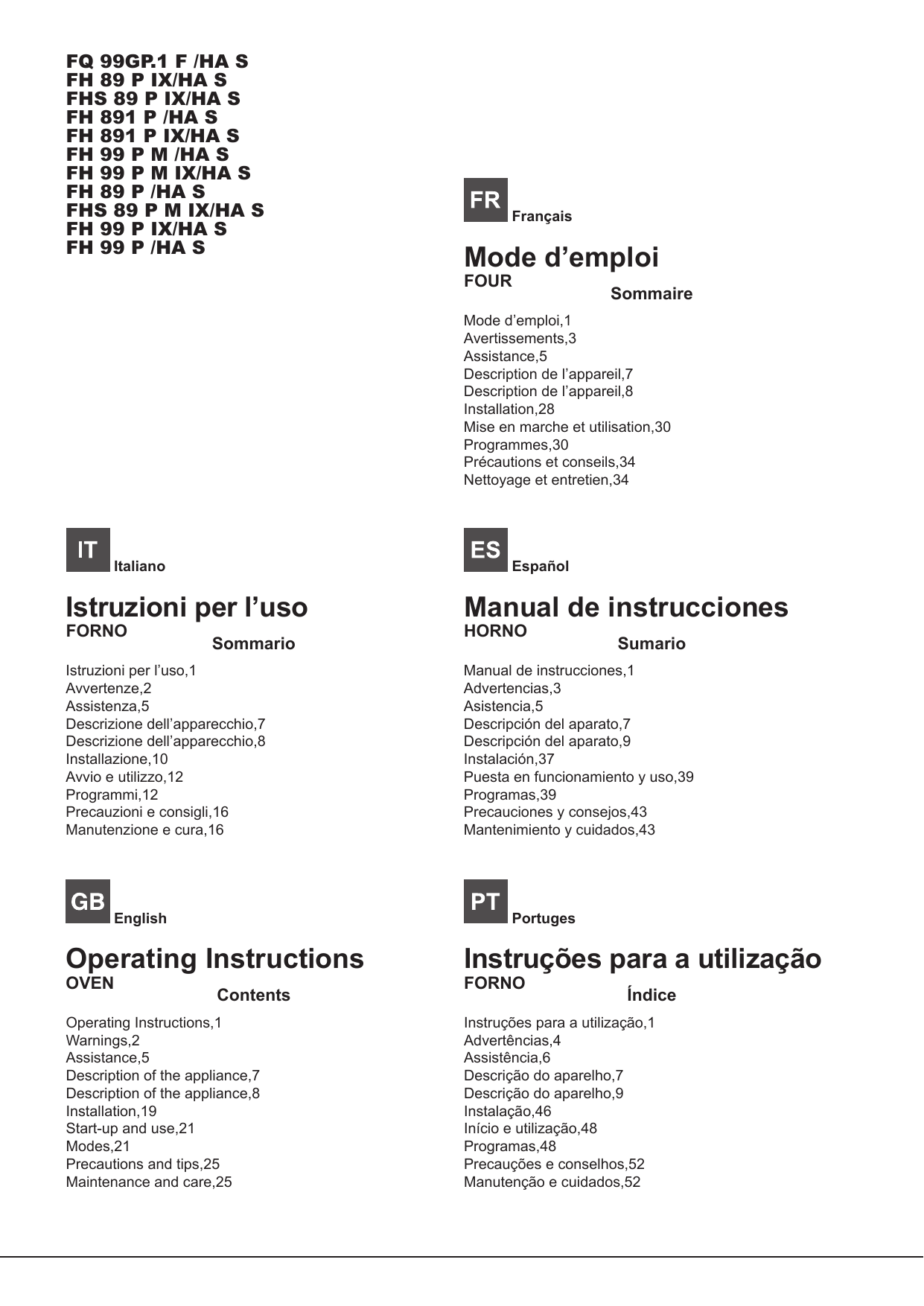 HOTPOINT/ARISTON FH 99 P IX/HA S Instruction for Use | Manualzz