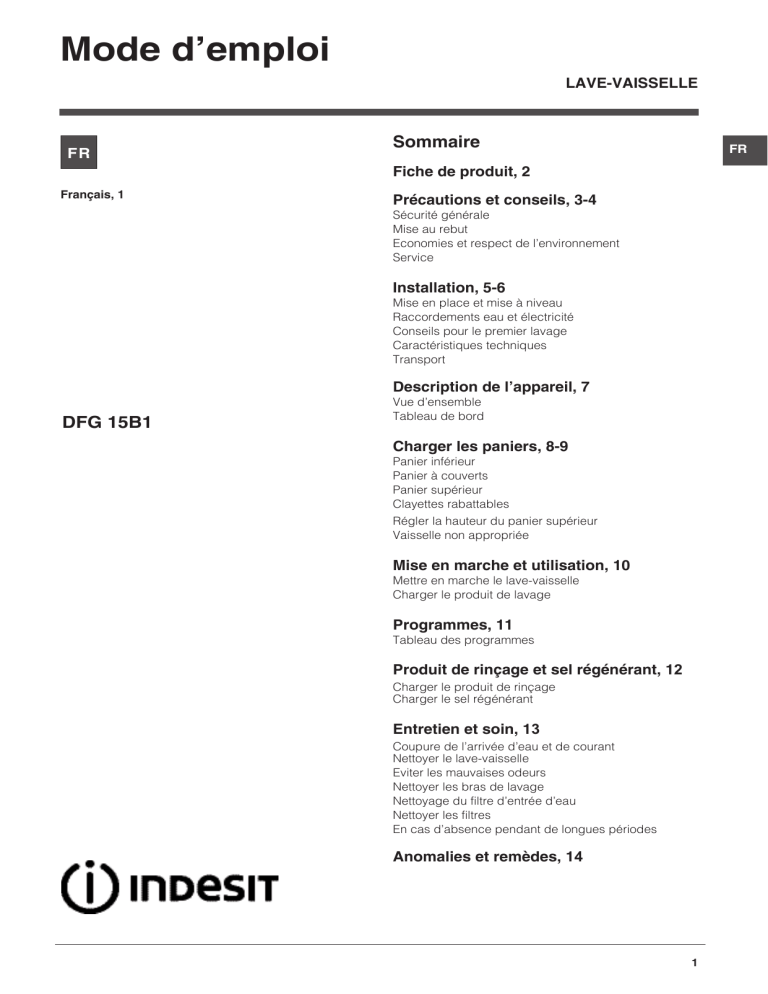 Indesit Dfg 15b1 S Fr Dfg 15b1 Fr User Guide Manualzz