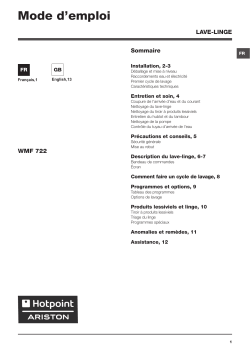 HOTPOINT/ARISTON WMF 722 FR.M - Informacje o produkcie, Instrukcja obsługi,  instrukcja | manualzz.com