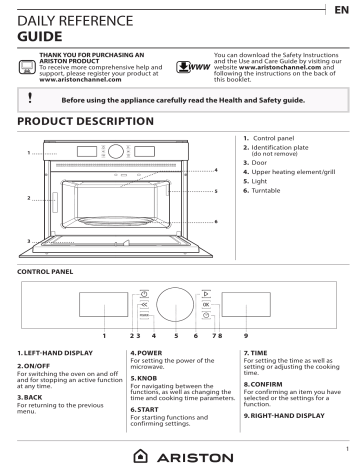 Ariston Arwd582wau Setup And User Guide