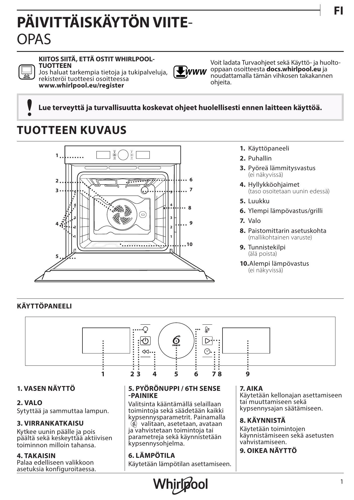 Whirlpool AKZ9 6220 IX Setup and user guide | Manualzz