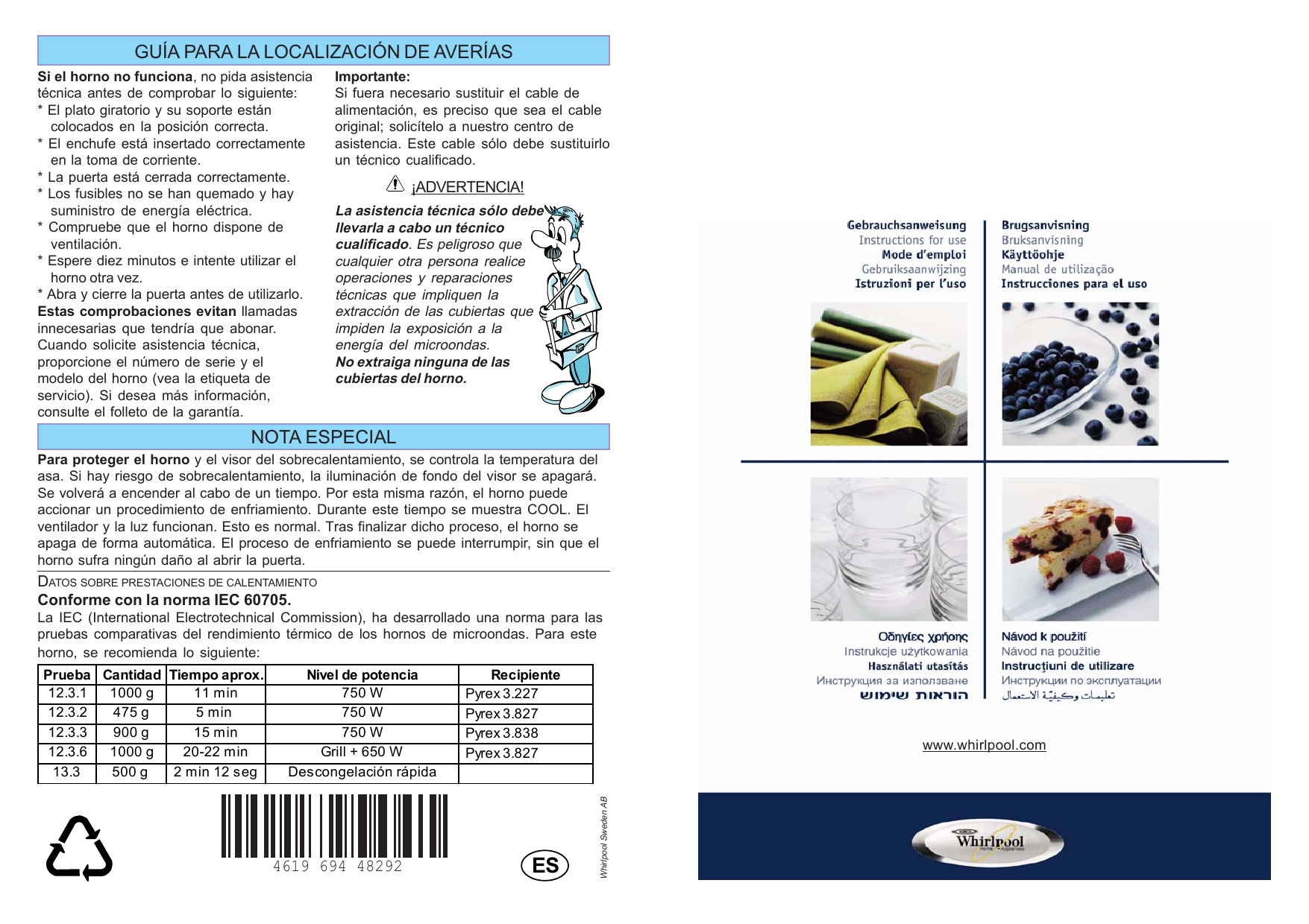Whirlpool AT 326/Black Instruction for Use | Manualzz
