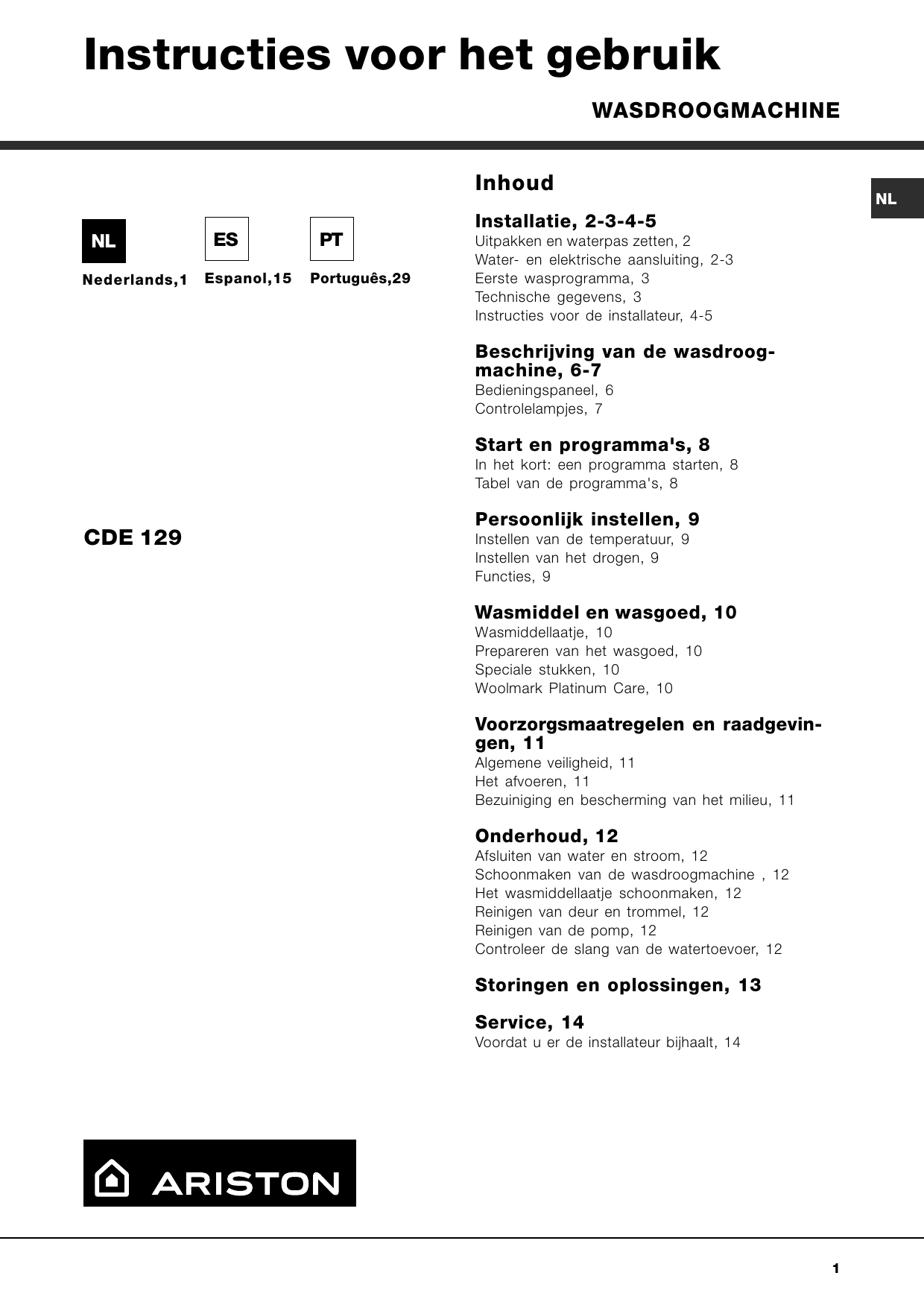 Whirlpool CDE 129 (ALL) Instruction for Use | Manualzz
