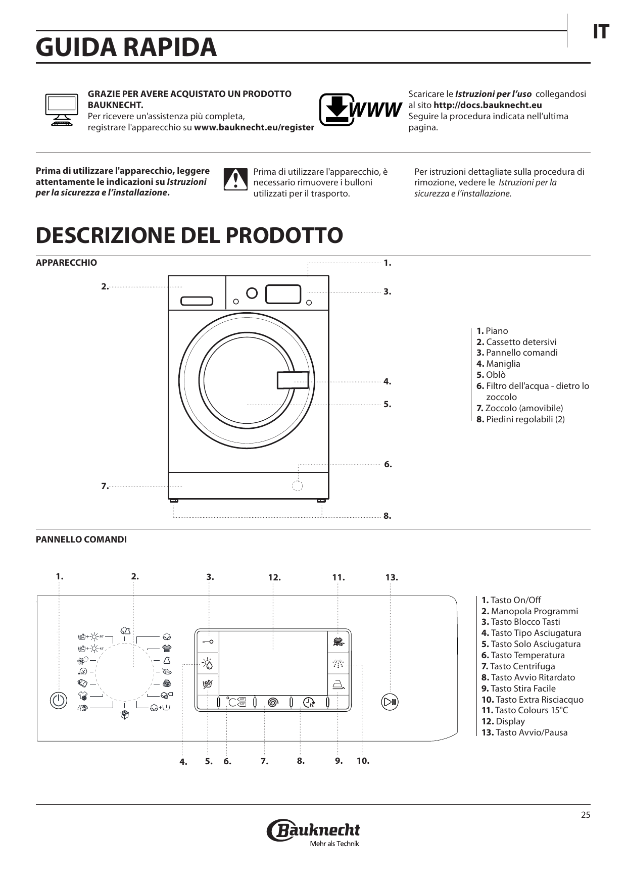 Bauknecht WATK Prime 10716 Setup and user guide | Manualzz