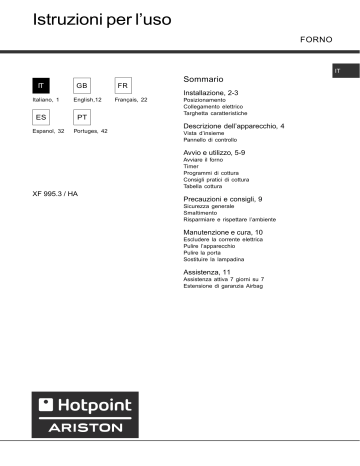 Indesit XF 995.3 /HA Instruction for Use | Manualzz