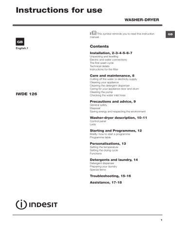 Indesit Iwde 126 Uk Instruction For Use Manualzz