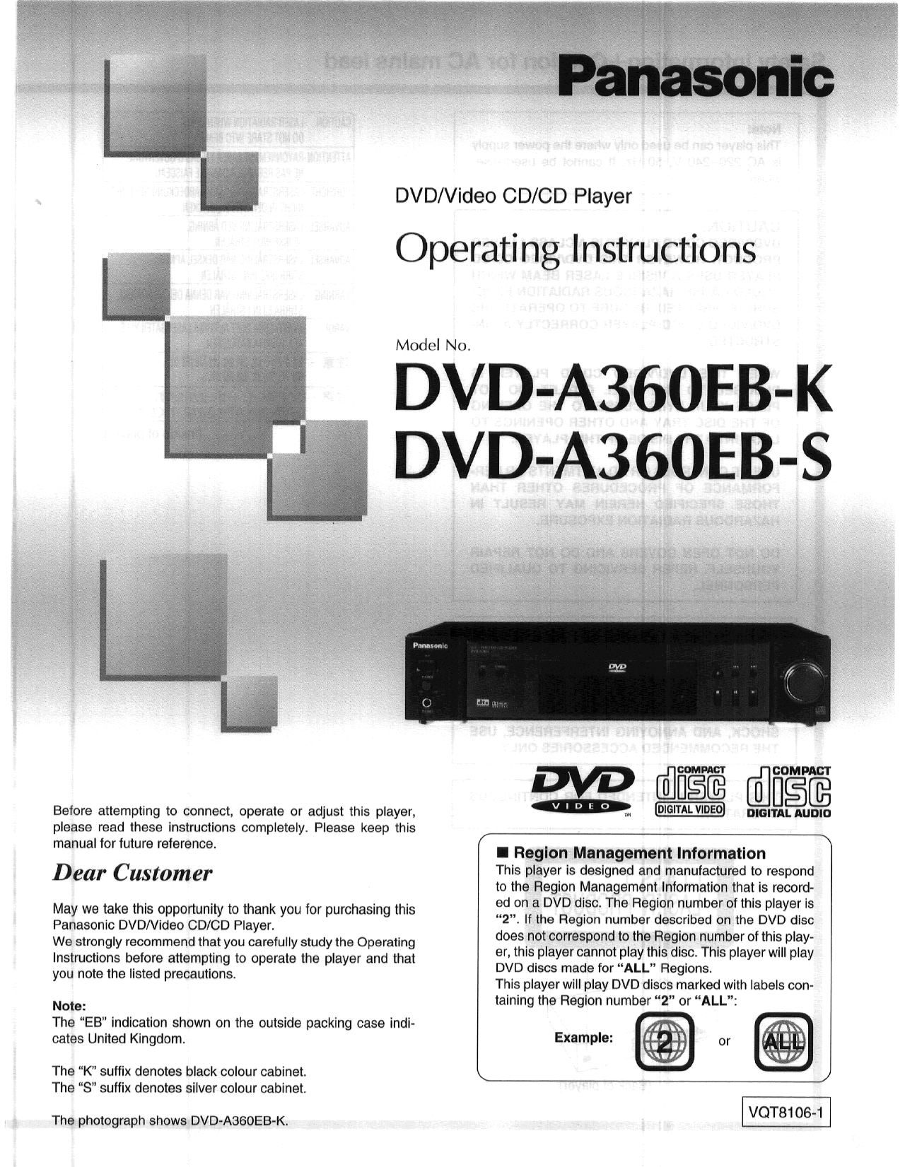 Panasonic Dvda360 Operating Instructions Manualzz