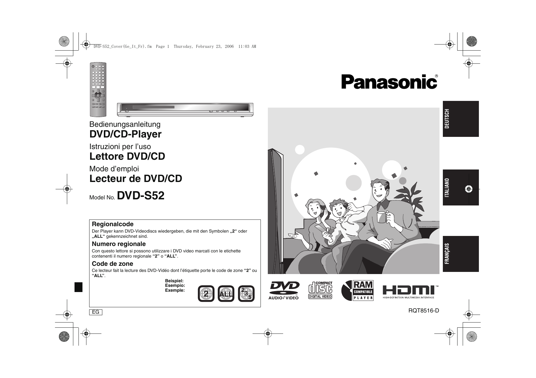 Panasonic DVDS52, dvd s52 Bedienungsanleitung Manualzz