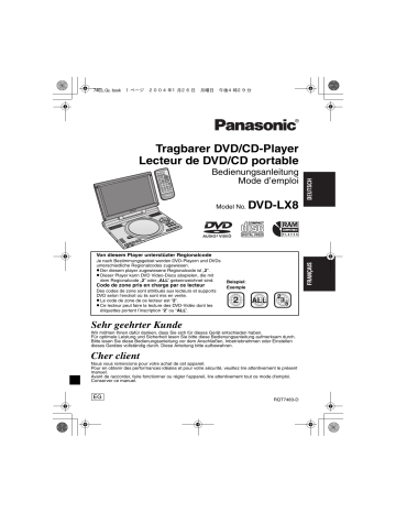 Modification des réglages du lecteur. Panasonic DVDLX8, DVDLX8EG, DVD-LX8EG, DVD-LX8 | Manualzz