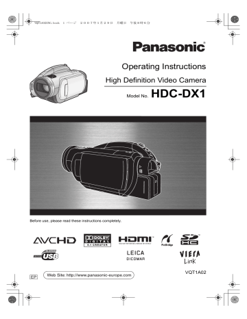 Panasonic HDCDX1 Operating Instructions | Manualzz