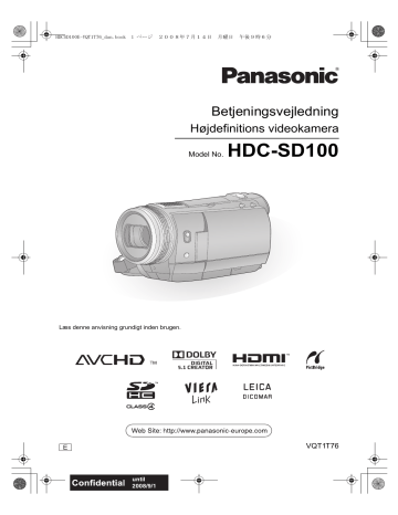 Panasonic HDCSD100 Betjeningsvejledning | Manualzz