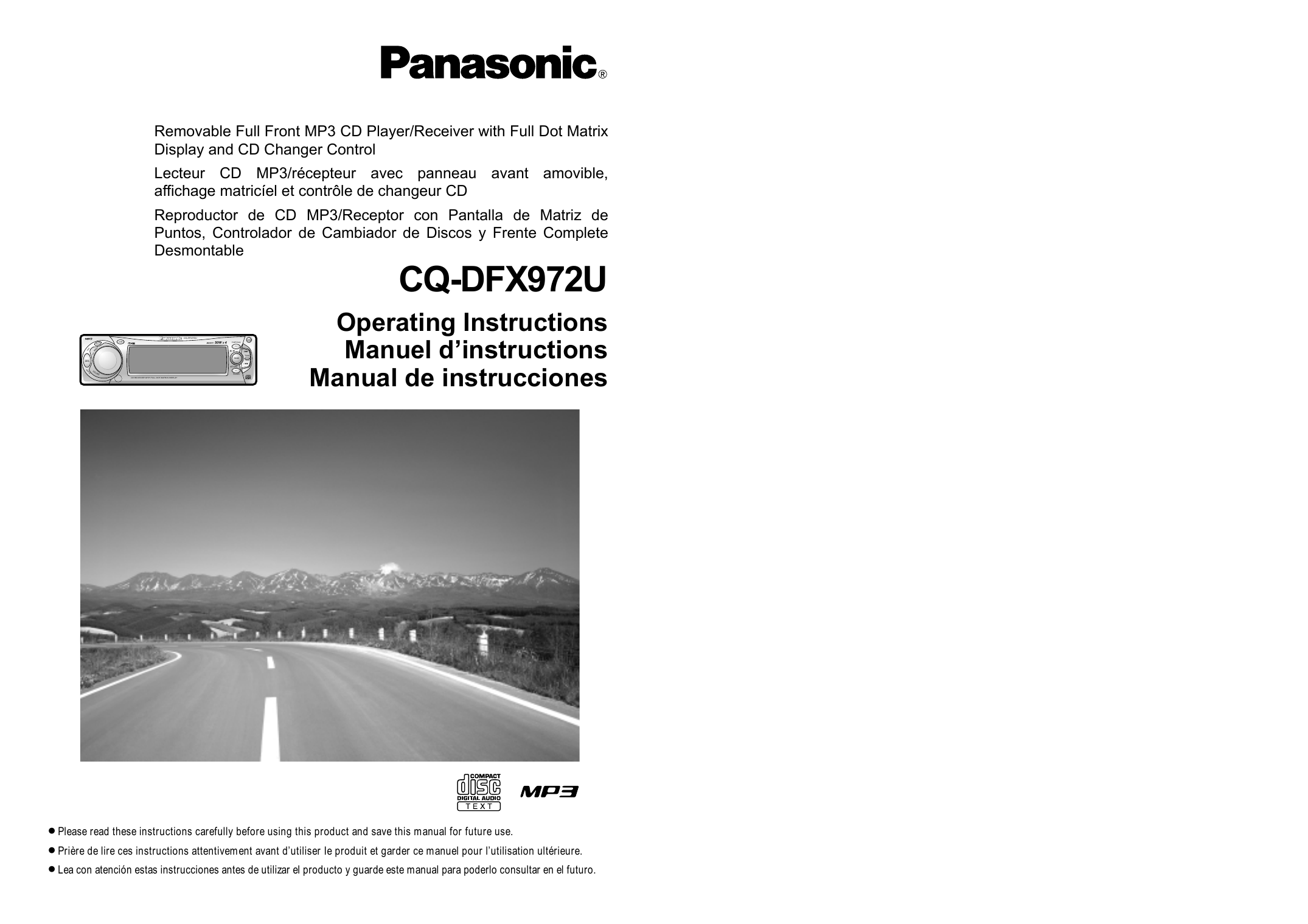 Panasonic Cqdfx972u Operating Instructions Manualzz