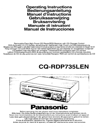 Panasonic CQRDP735L Operating Instructions | Manualzz