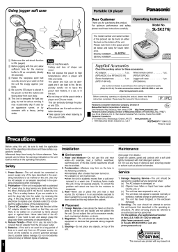 Panasonic SLSX276J Operating Instructions
