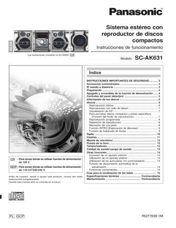 Panasonic SCAK631 Instrucciones de operación | Manualzz