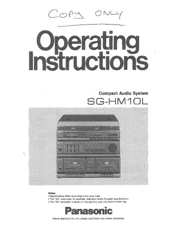 Panasonic SGHM10 Operating Instructions | Manualzz