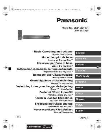 Panasonic DMPBDT380EG Operating Instructions | Manualzz