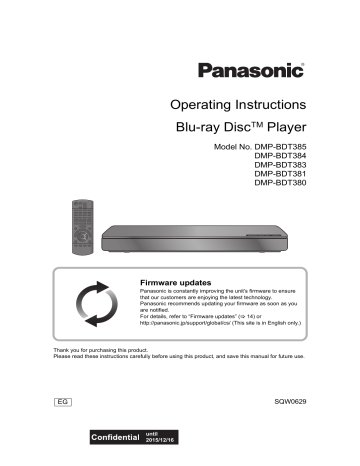 Panasonic DMPBDT385EG Operating Instructions | Manualzz