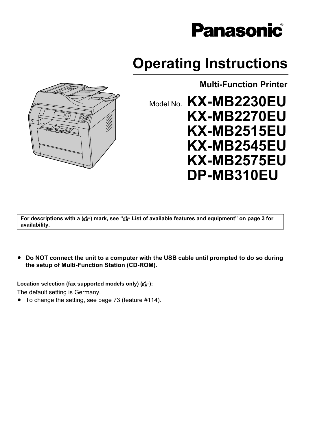 Panasonic Kxmb2575eu Kxmb2515eu Kxmb2270eu Dpmb310eu Kxmb2230eu Kxmb2545eu Operating Instructions Manualzz