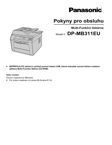 Panasonic DPMB311EU Operativní instrukce | Manualzz