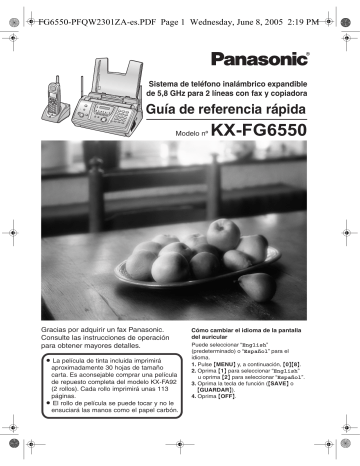 Panasonic KXFG6550 Instrucciones de operación | Manualzz