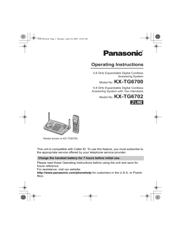 Panasonic KXTG6702 Operating Instructions | Manualzz