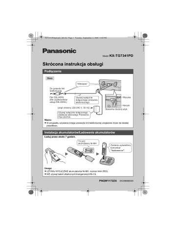 Panasonic KXTG7341PD Instrukcja obsługi | Manualzz