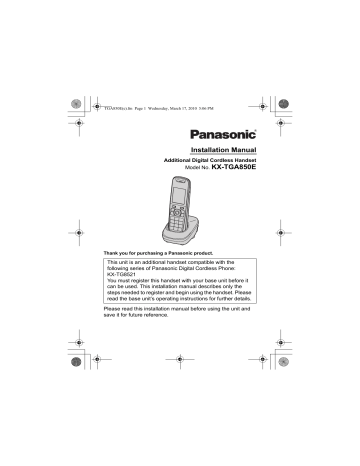 Panasonic Kxtga850e Operating Instructions Manualzz