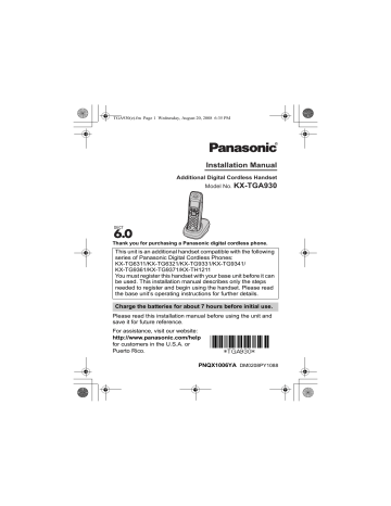 Panasonic KXTGA930 Operating Instructions | Manualzz