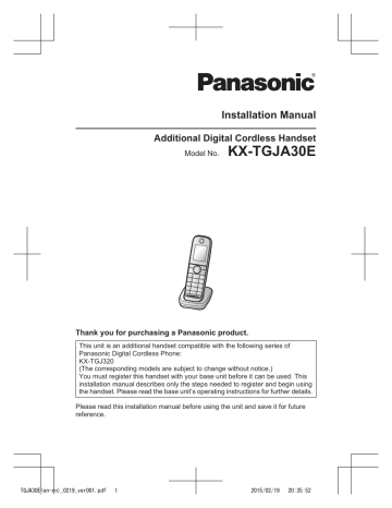 Panasonic KXTGJA30E Operating Instructions | Manualzz