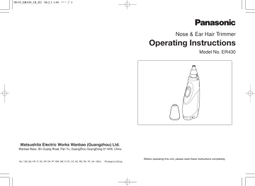 Panasonic ER430 Mode d'emploi | Manualzz
