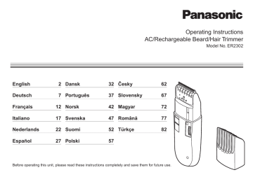 Panasonic ER2302 Operativní instrukce | Manualzz