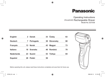 Panasonic ES7038, ES7036 Mode d'emploi | Manualzz