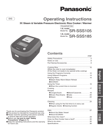 Panasonic SRSSS185 Operating Instructions | Manualzz