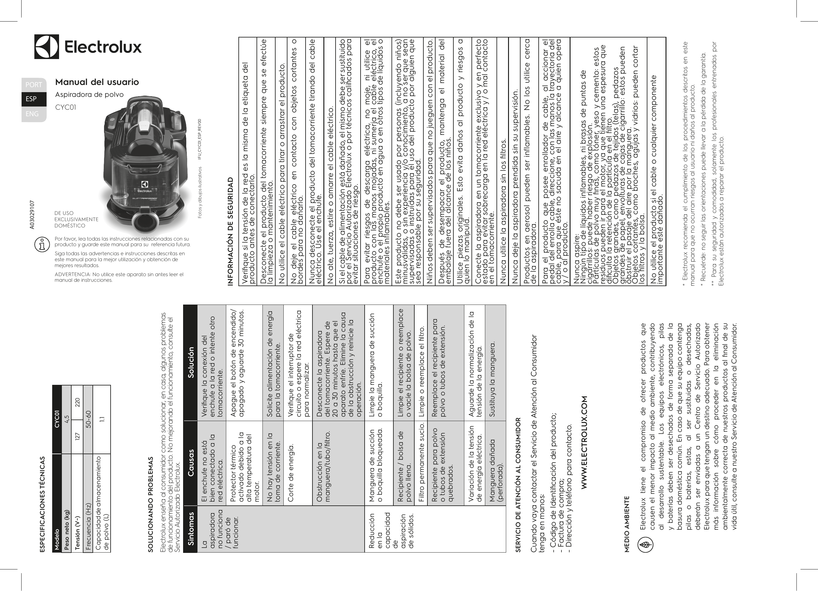 Electrolux CYC01 User manual | Manualzz