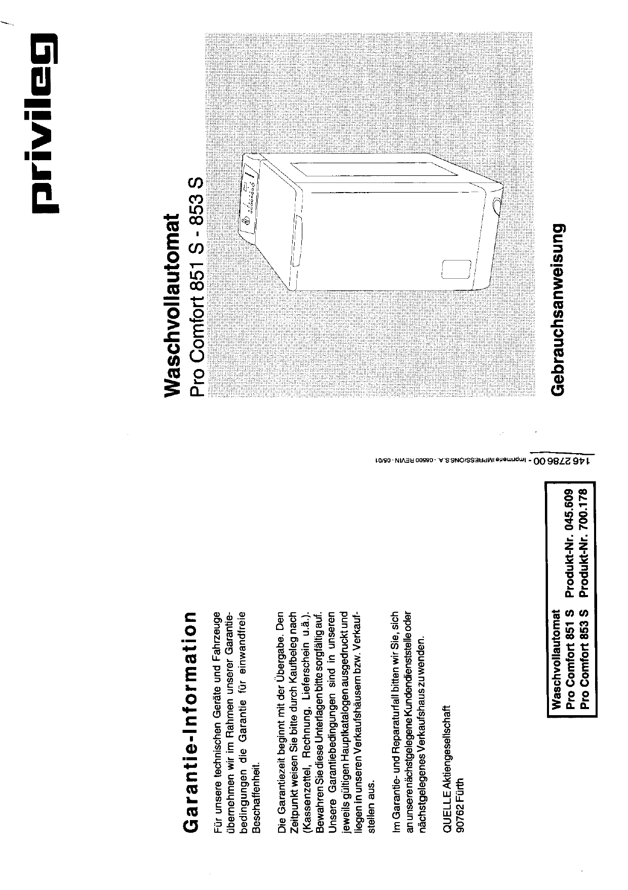 Quelle 853s 8447 851s 8446 User Manual Manualzz