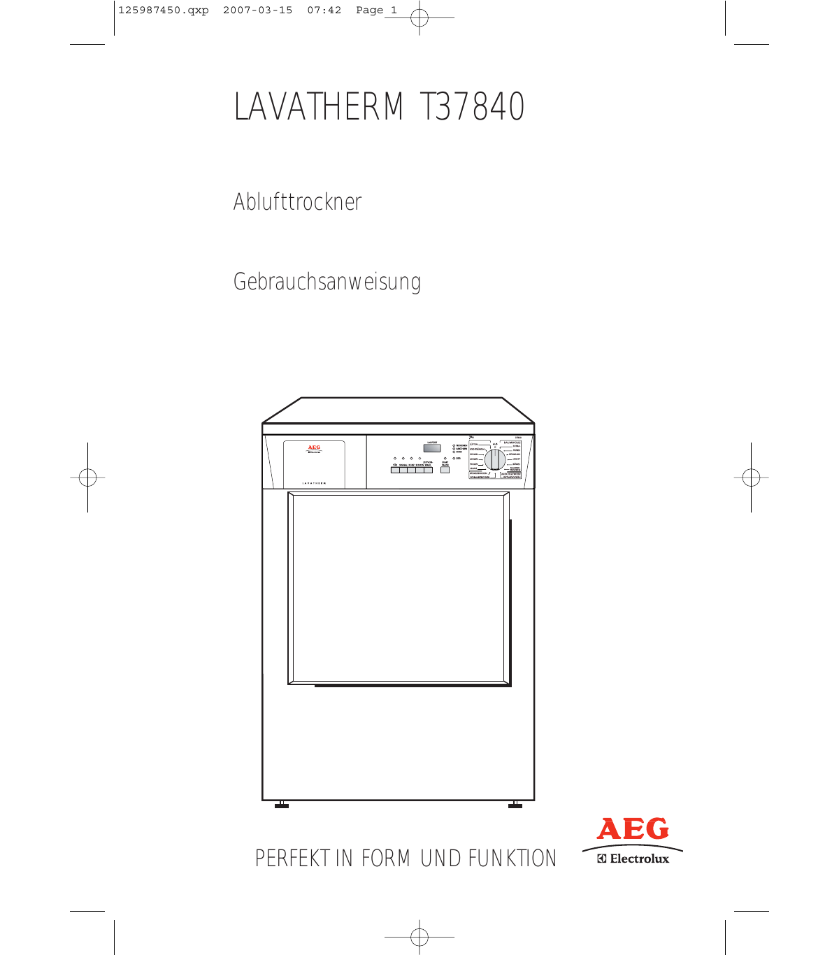 aeg electrolux lavatherm tumble dryer error codes
