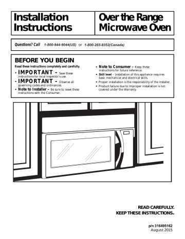 Frigidaire FGMV176NTF, FFMV1645TB, FGMV176NTW, FFMV1745TS, FFMV1645TH ...