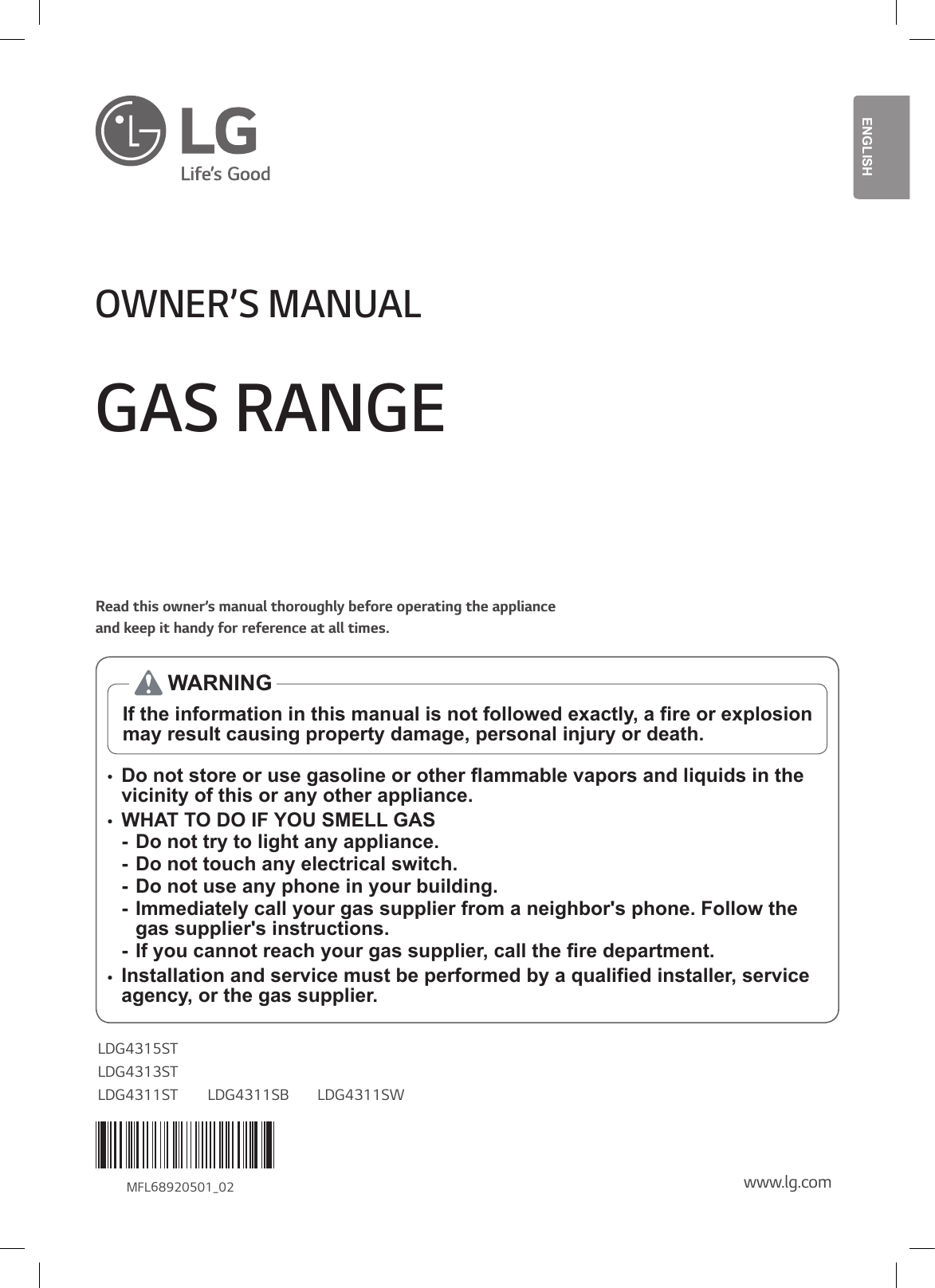 LG LDG4313ST Owner's manual | Manualzz
