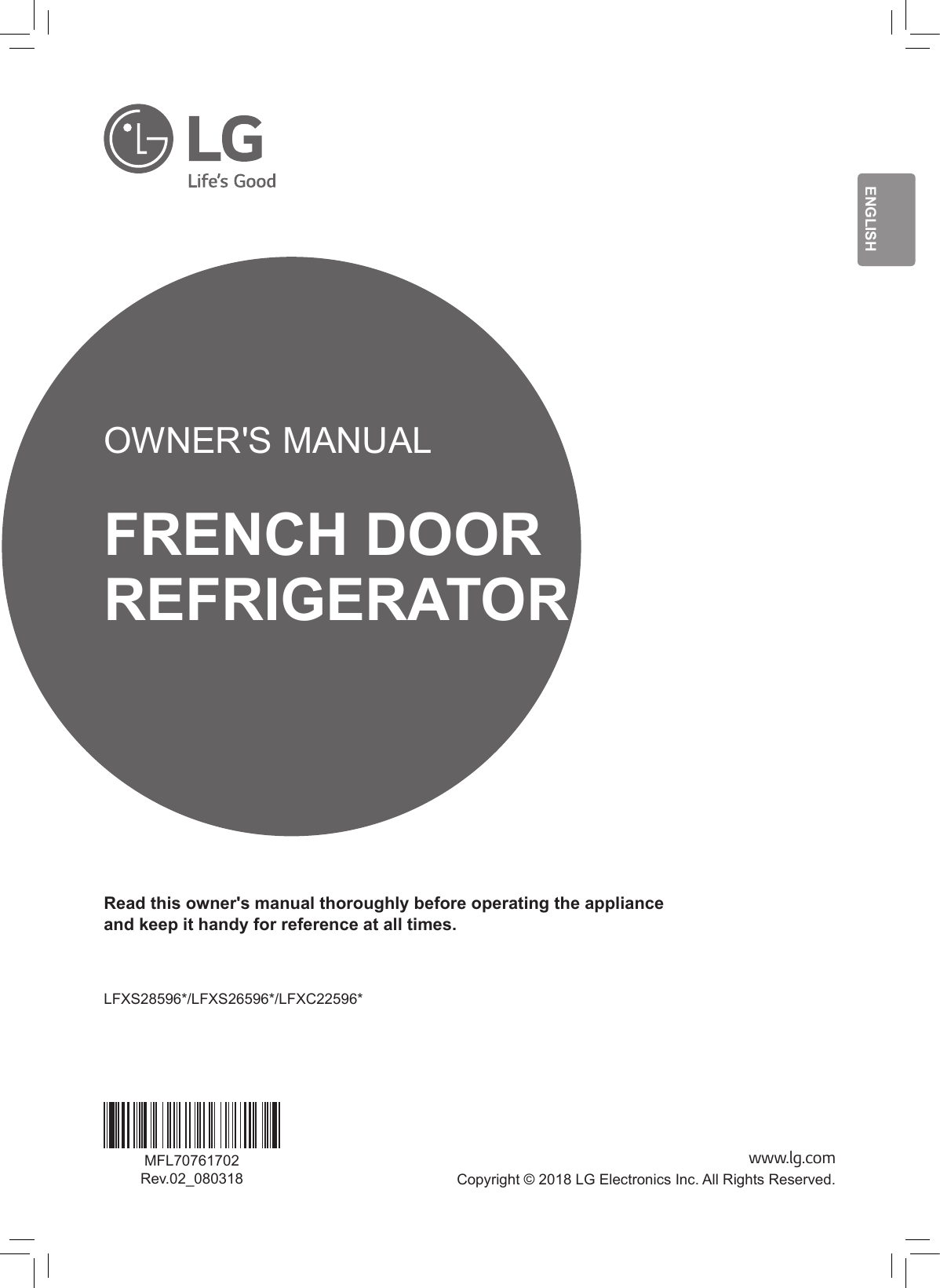 Lg Lfxc22596s Lfxc22596d Owner S Manual Manualzz