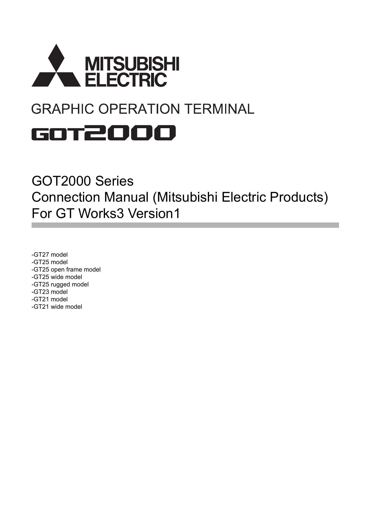 Mitsubishi Electric GOT2000 Series Connection Manual | Manualzz