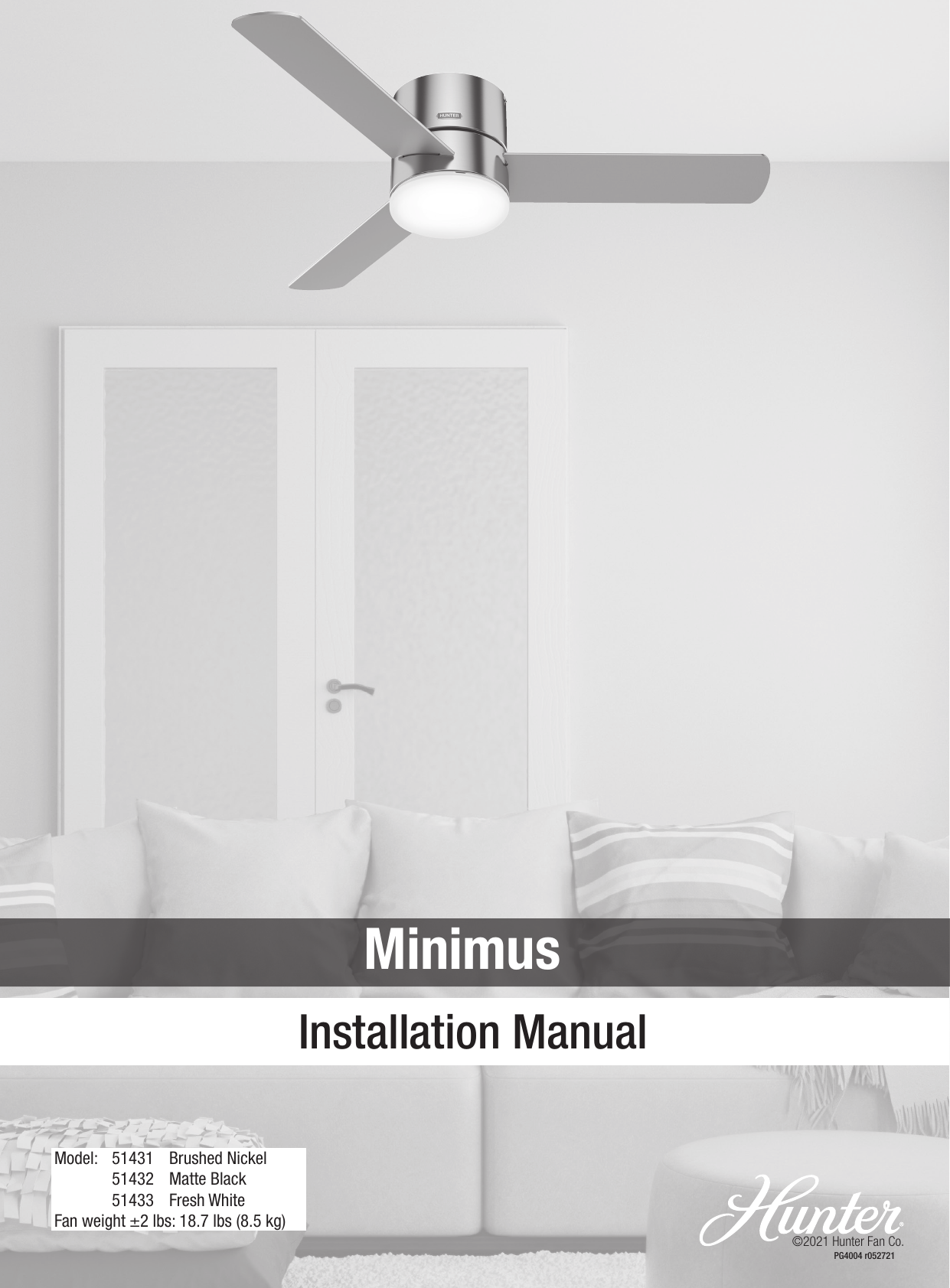 Hunter Fan 51431 Ceiling Fan Owner's 