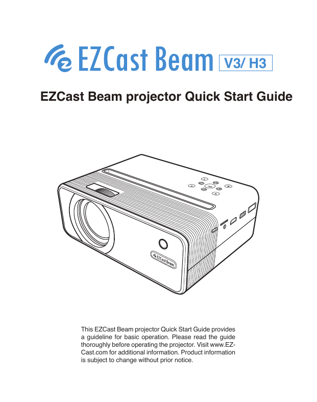 Ezcast Beam H3 Projector User Manual Manualzz