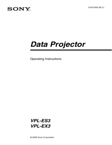 Sony VPL-EX3 Projector Operating instructions | Manualzz
