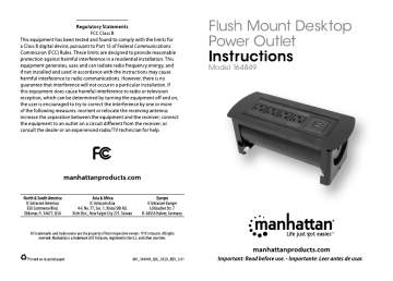 Manhattan 164849 Flush Mount Desktop Power Outlet Manual de usuario | Manualzz