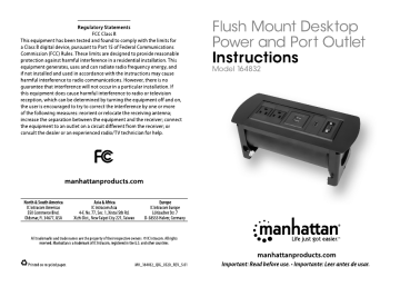 Manhattan 164832 Flush Mount Desktop Power and Port Outlet Manual de usuario | Manualzz