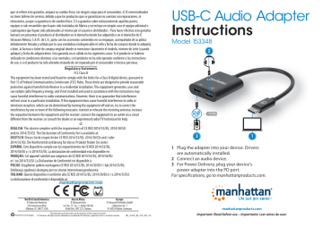 Manhattan 153348 USB-C Audio Adapter Quick Instruction Guide | Manualzz