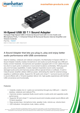 Manhattan 152341 Hi-Speed USB 3D 7.1 Sound Adapter Datasheet