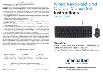 Manhattan 178464 Wired Keyboard and Optical Mouse Set Manuel utilisateur | Manualzz